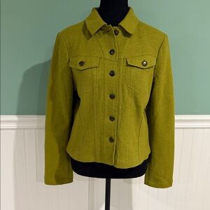 Flawless Pickle Green Women's Crop Jacket - Wool Blend